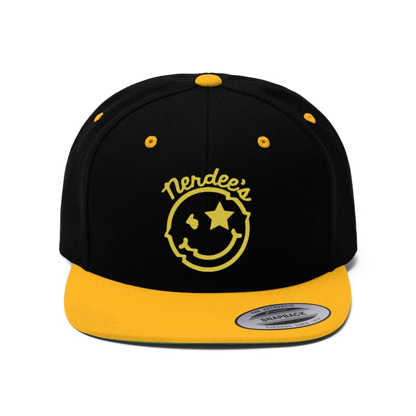 Nerdee's Official logo (Gold) - Unisex Flat Bill Hat