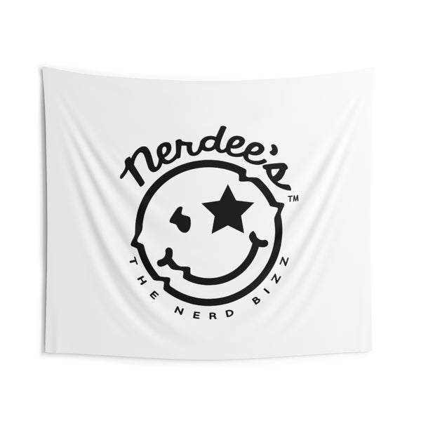 Nerdee's Official Logo - Indoor Wall Tapestries - White