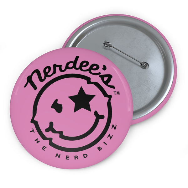 Nerdee's - The Nerd Bizz - Official  logo Collectible Pin Buttons - Pink