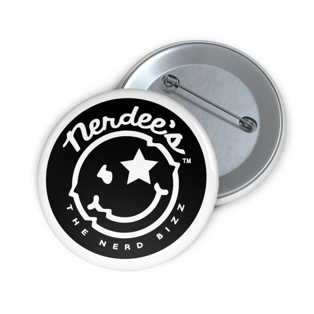 Nerdee's - The Nerd Bizz - Official  logo Collectible Pin Buttons - Black & White