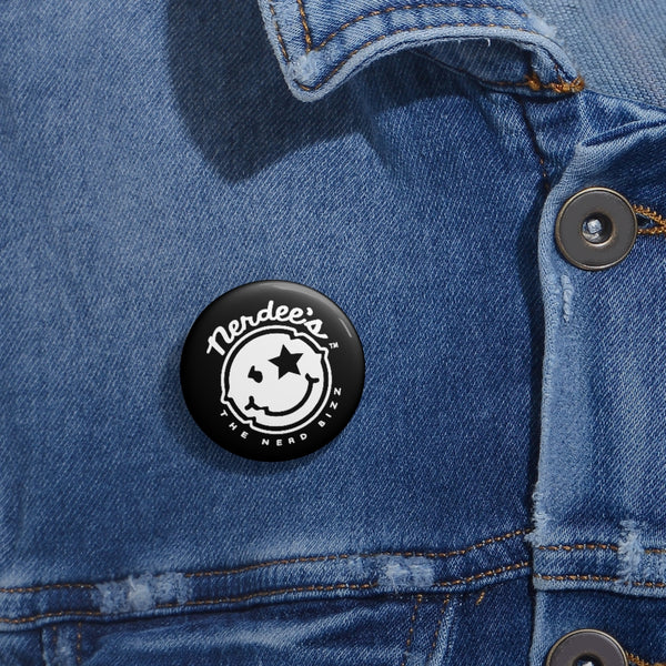 Nerdee's - The Nerd Bizz - Official  logo (Design 02) Collectible Pin Buttons - Black
