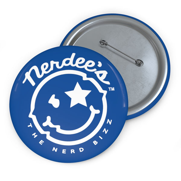 Nerdee's - The Nerd Bizz - Official  logo Collectible Pin Buttons - Blue
