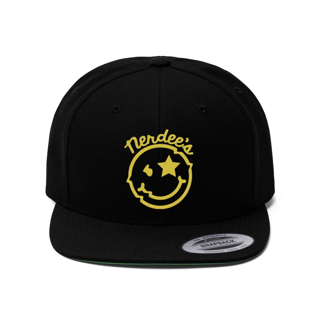 Nerdee's Official logo (Gold) - Unisex Flat Bill Hat