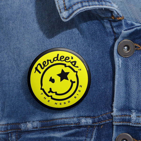 Nerdee's - The Nerd Bizz - Official  logo Collectible Pin Buttons - Black & Yellow