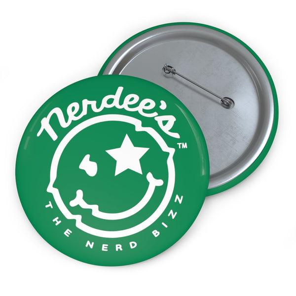 Nerdee's - The Nerd Bizz - Official  logo Collectible Pin Buttons - Green