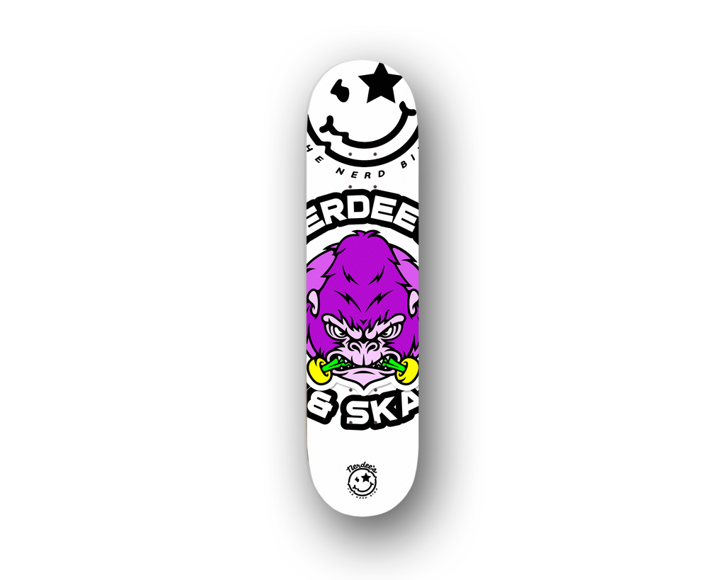 Nerdee's Skate Shop "Grape Ape" Logo (WHT Design 01) -  Skateboard Deck