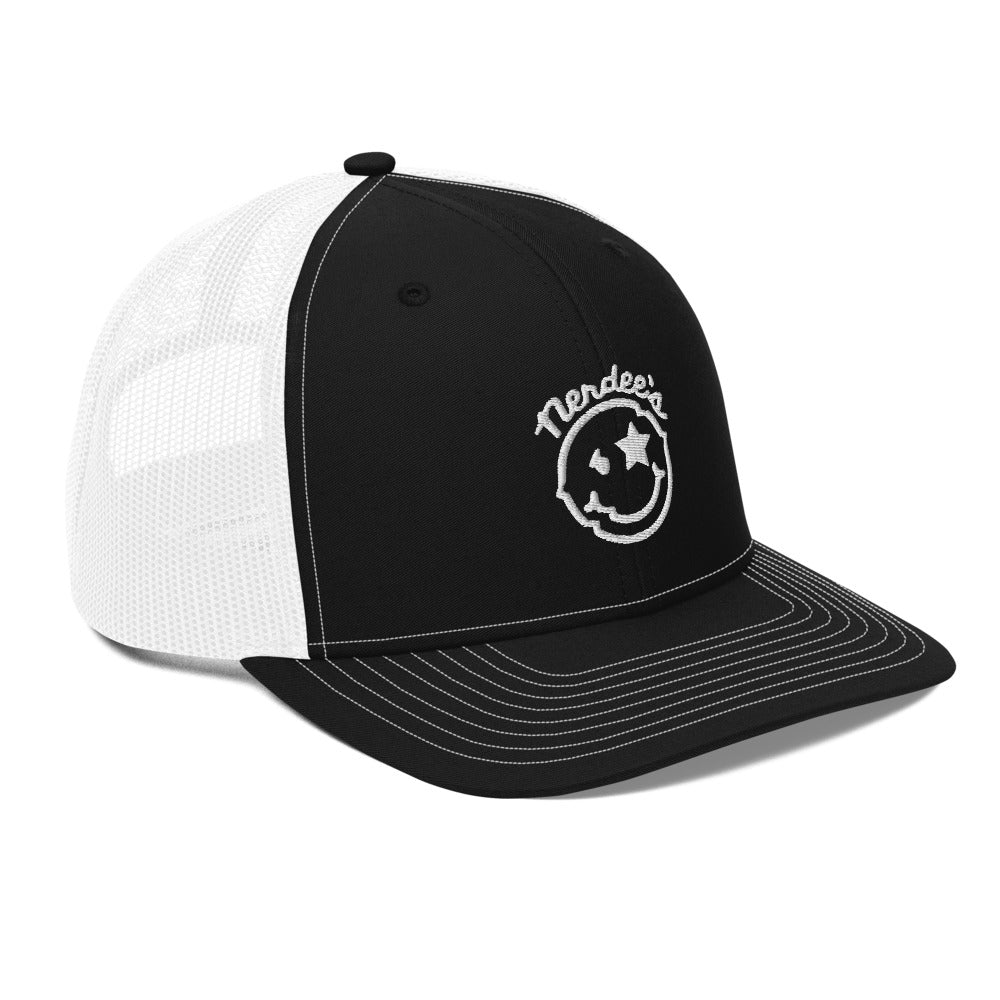 Nerdee's Official Logo (White) - Curved Bill Trucker Cap