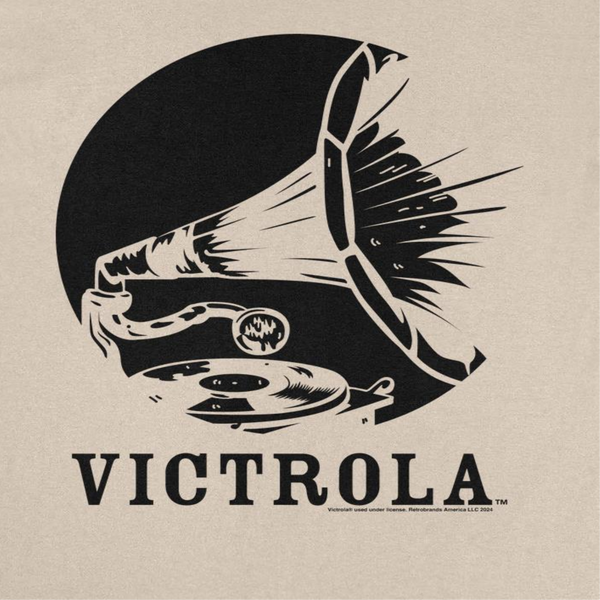 Victrola Black Silhouette Vintage Gramophone Record Sand T-Shirt