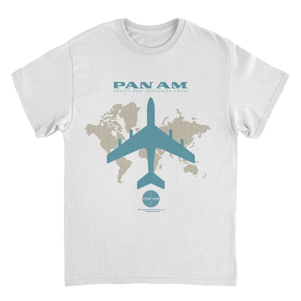 Pan Am Plane Silhouette Over the World White T-Shirt