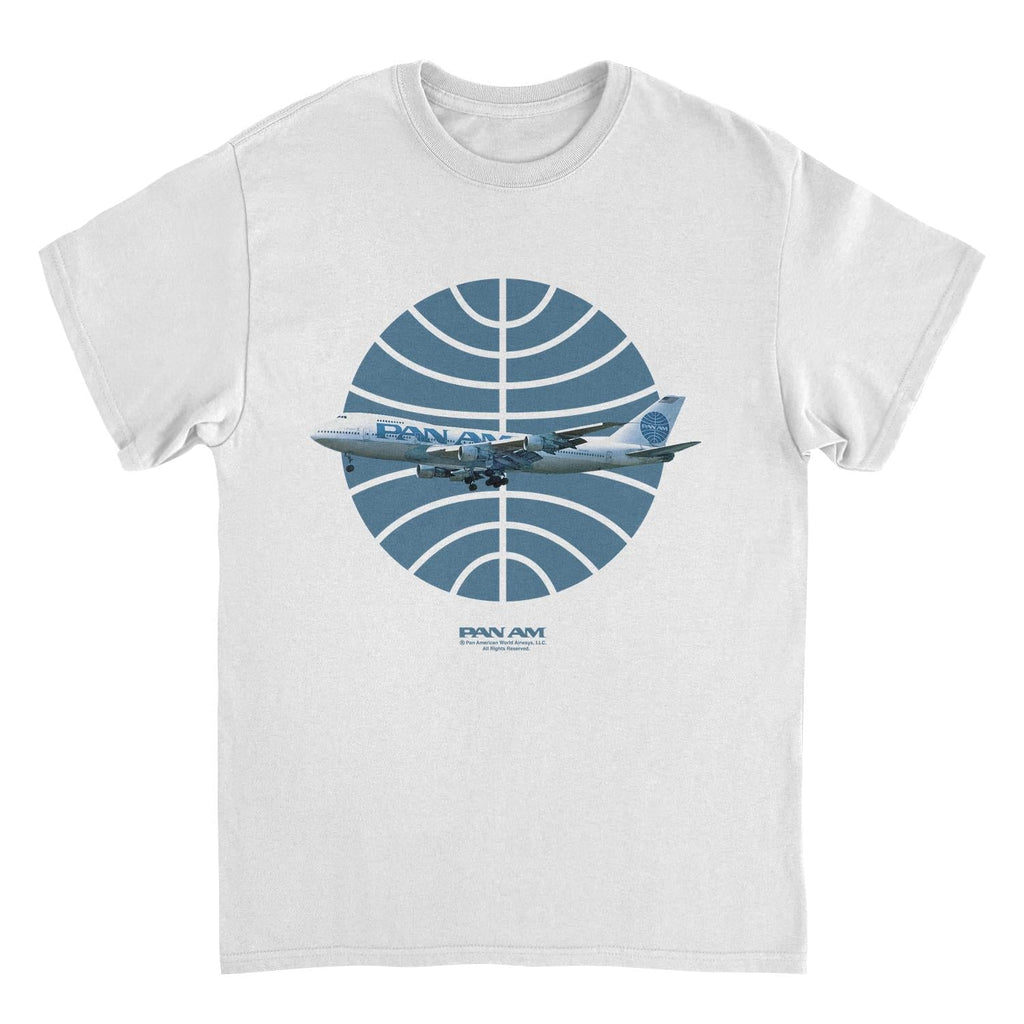 Pan Am Plane Over 1950S Logo White T-Shirt