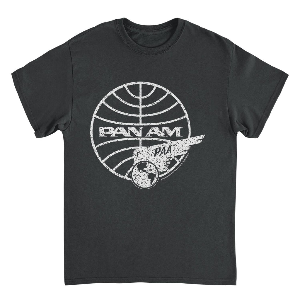 Pan Am Distressed PAA White Logo Black T-Shirt