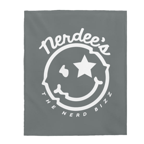 Nerdee's Official Logo - Velveteen Plush Blanket - Dark Gray