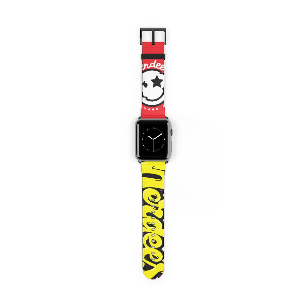 Nerdee's "Yellow Graffiti" Logo Watch Band - (Design 01) Red