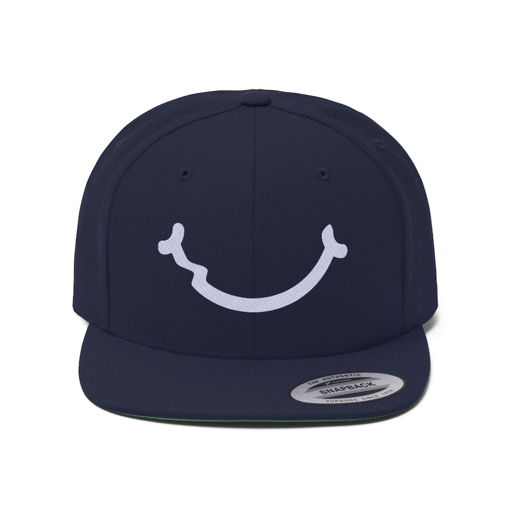 Nerdee's Smile (WHT) - Unisex Flat Bill Hat