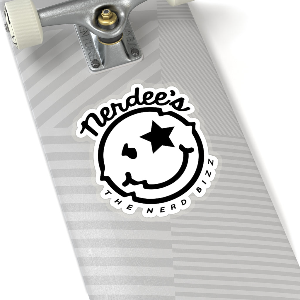 Nerdee's Official logo Decal (WHITE/BLK) - Kiss-Cut Stickers