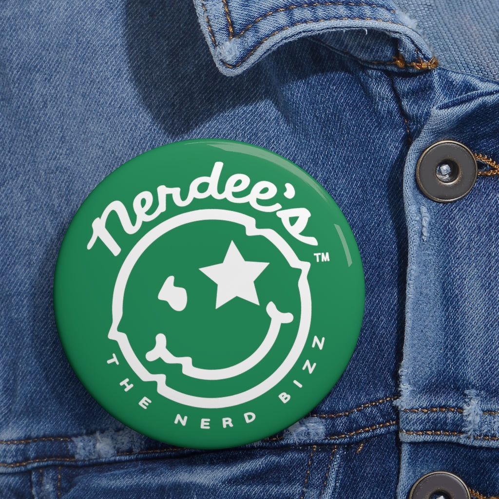 Nerdee's - The Nerd Bizz - Official  logo Collectible Pin Buttons - Green