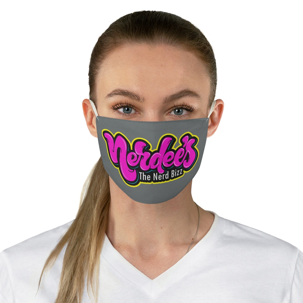 Nerdee's Pink Logo Fabric Face Mask - LT Gray