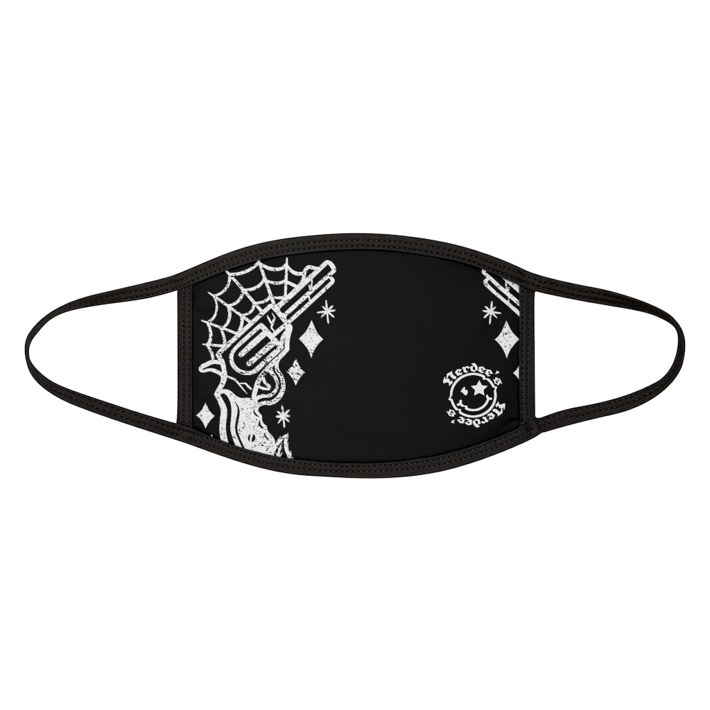 Nerdee's - "Bandit"  (WHT Design 01) - Mixed-Fabric Face Mask - Black