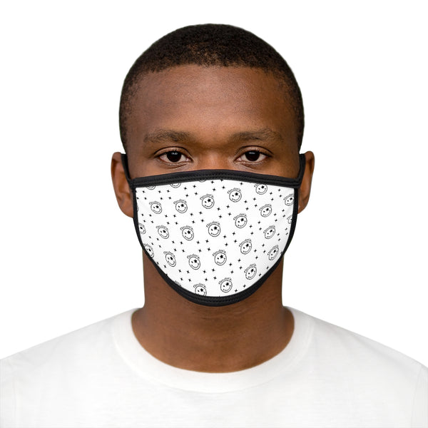 Nerdee's Official Logo Pattern (Design 01) - Mixed-Fabric Face Mask (Large/Adult Fit) - White
