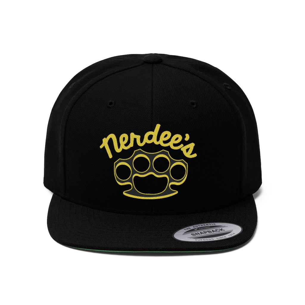Nerdee's Brass Knuckles (Gold Design 01) - Unisex Flat Bill Hat