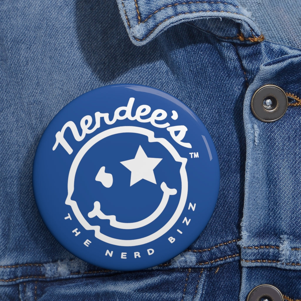 Nerdee's - The Nerd Bizz - Official  logo Collectible Pin Buttons - Blue