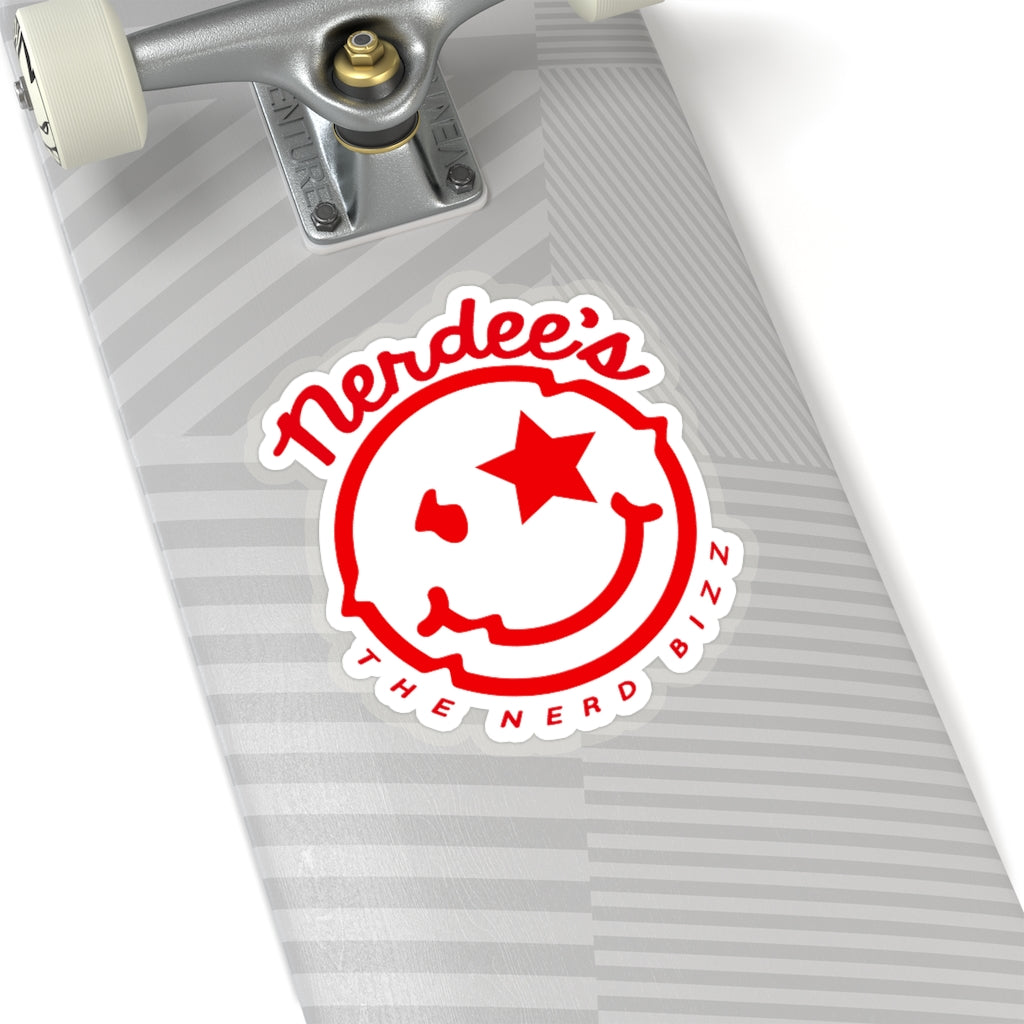 Nerdee's Official logo Decal (Red/WHT) - Kiss-Cut Stickers