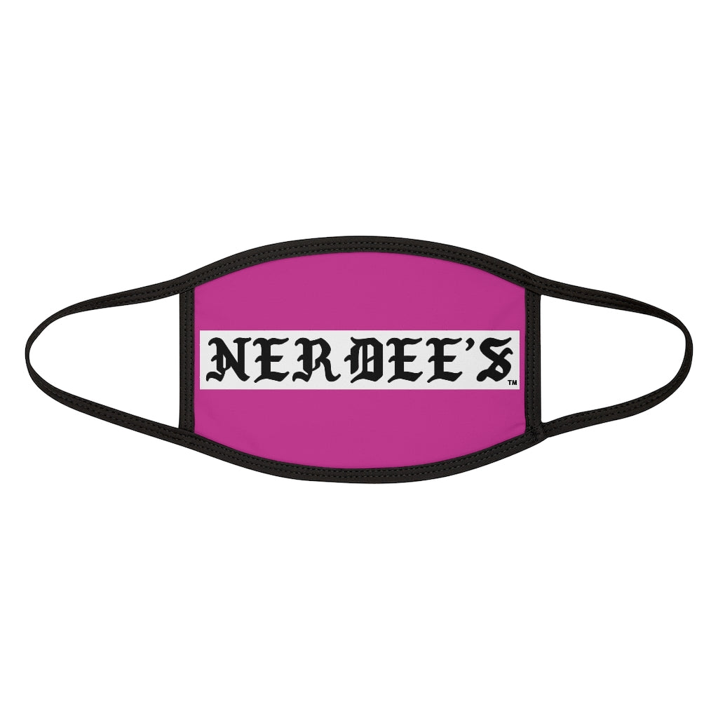Nerdee's -  Old English White Banner - (WHT Design 01) - Mixed-Fabric Face Mask (Adult Large Fit) - Hot Pink