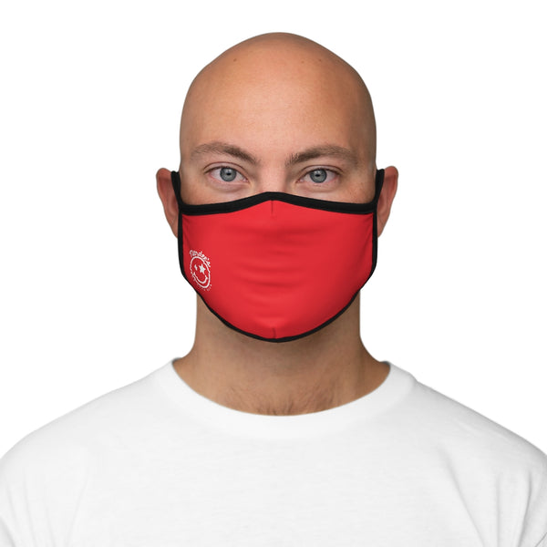 Nerdee's - The Nerd Bizz - Official Logo (White) - Fitted Polyester Face Mask - Red