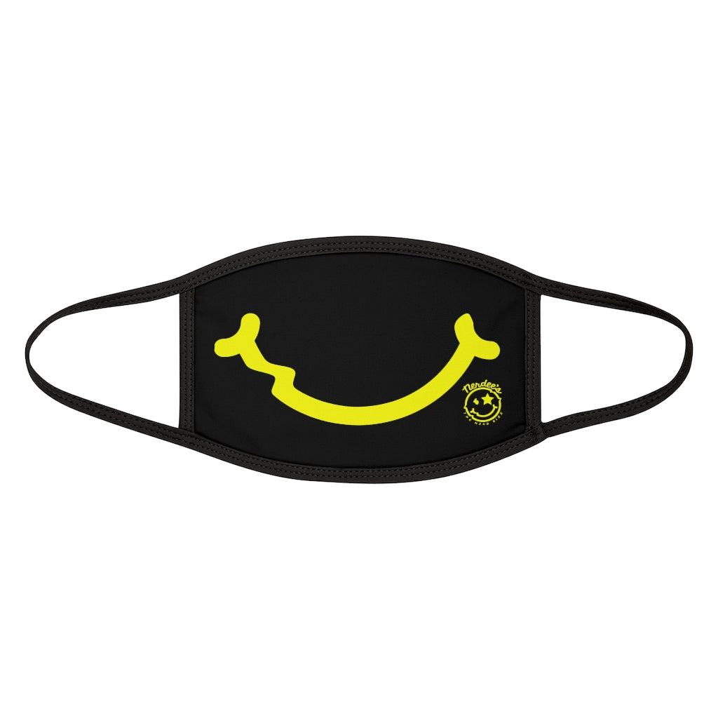Nerdee's - "Smiley Face" with Logo (YEL Design 01) - Mixed-Fabric Face Mask - Black