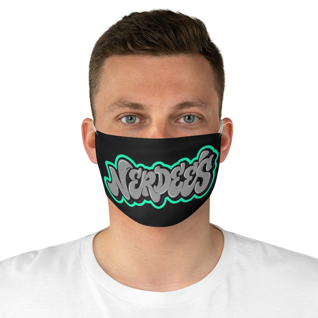 Nerdee's Gray Graffiti Logo Fabric Face Mask - Black