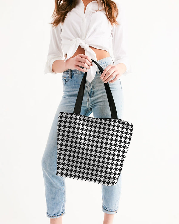 Hounds-tooth Canvas Zip Tote