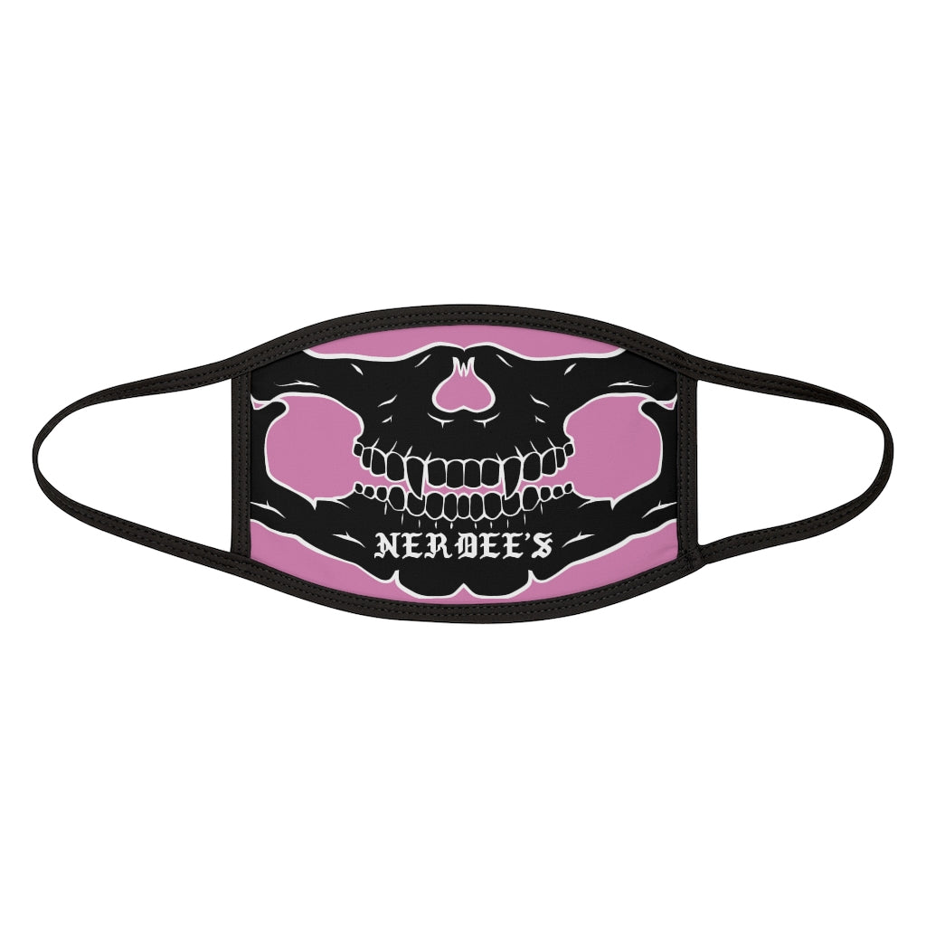Nerdee's - "Skull Face" (BLK Design 02) - Mixed-Fabric Face Mask (Large/Adult Fit) - Pink