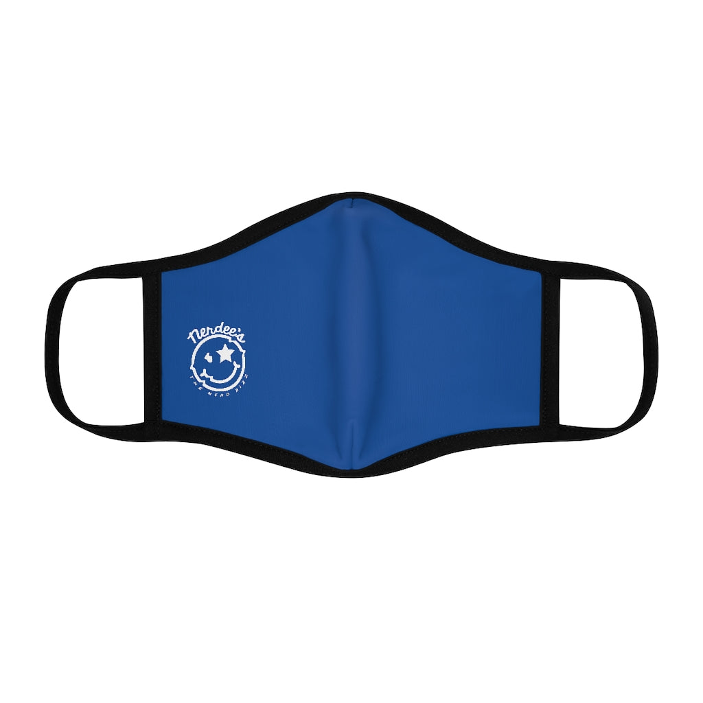 Nerdee's - The Nerd Bizz - Official Logo (White) - Fitted Polyester Face Mask - Blue