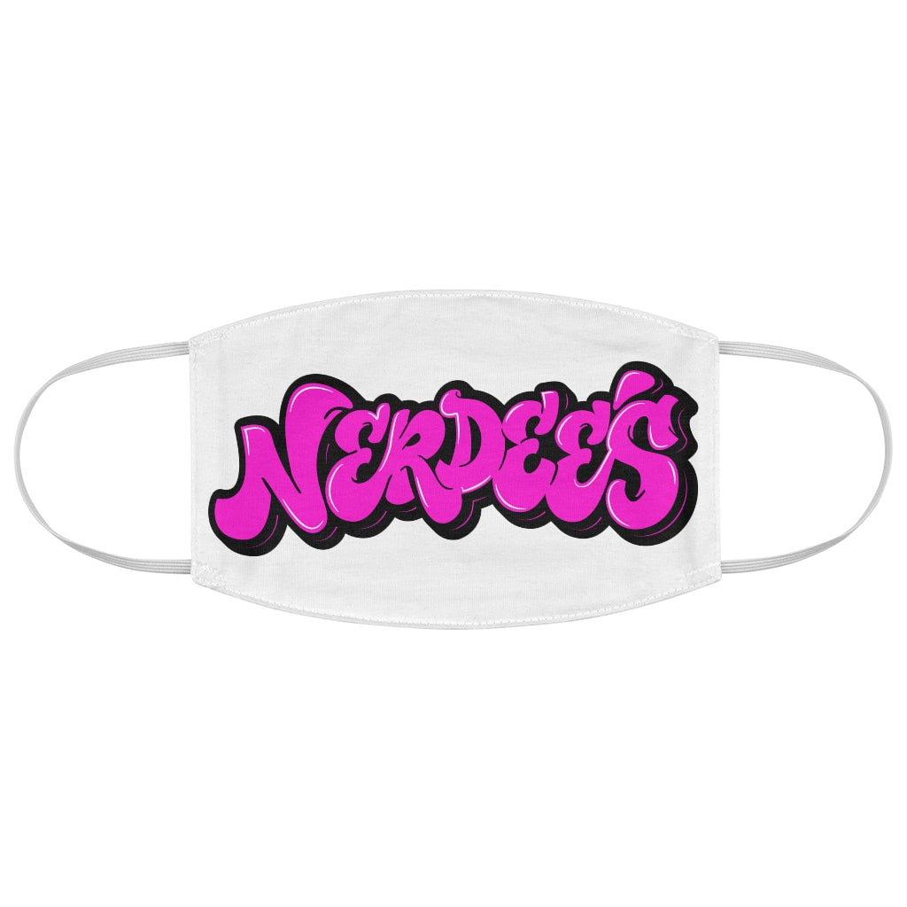 Nerdee's Original Pink Logo Fabric Face Mask - White