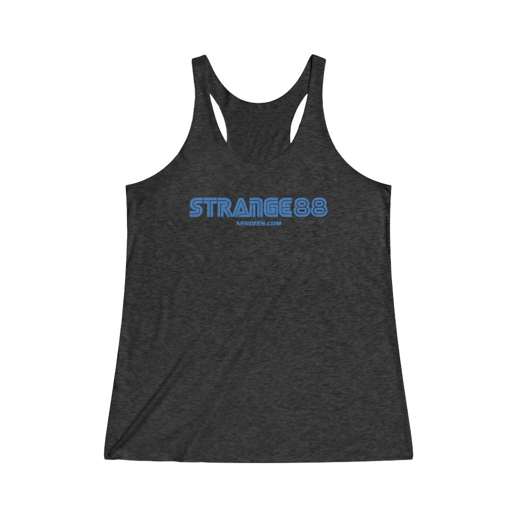 Strange 88 Retro Logo " Mega 16 Bit" (Blue Design 01) - Women's Tri-Blend Racerback Tank