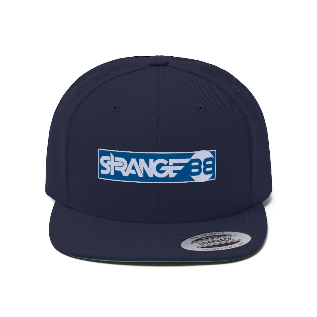 Strange 88 "Sci-Fi" Logo WHT/BLU - Unisex Flat Bill Hat