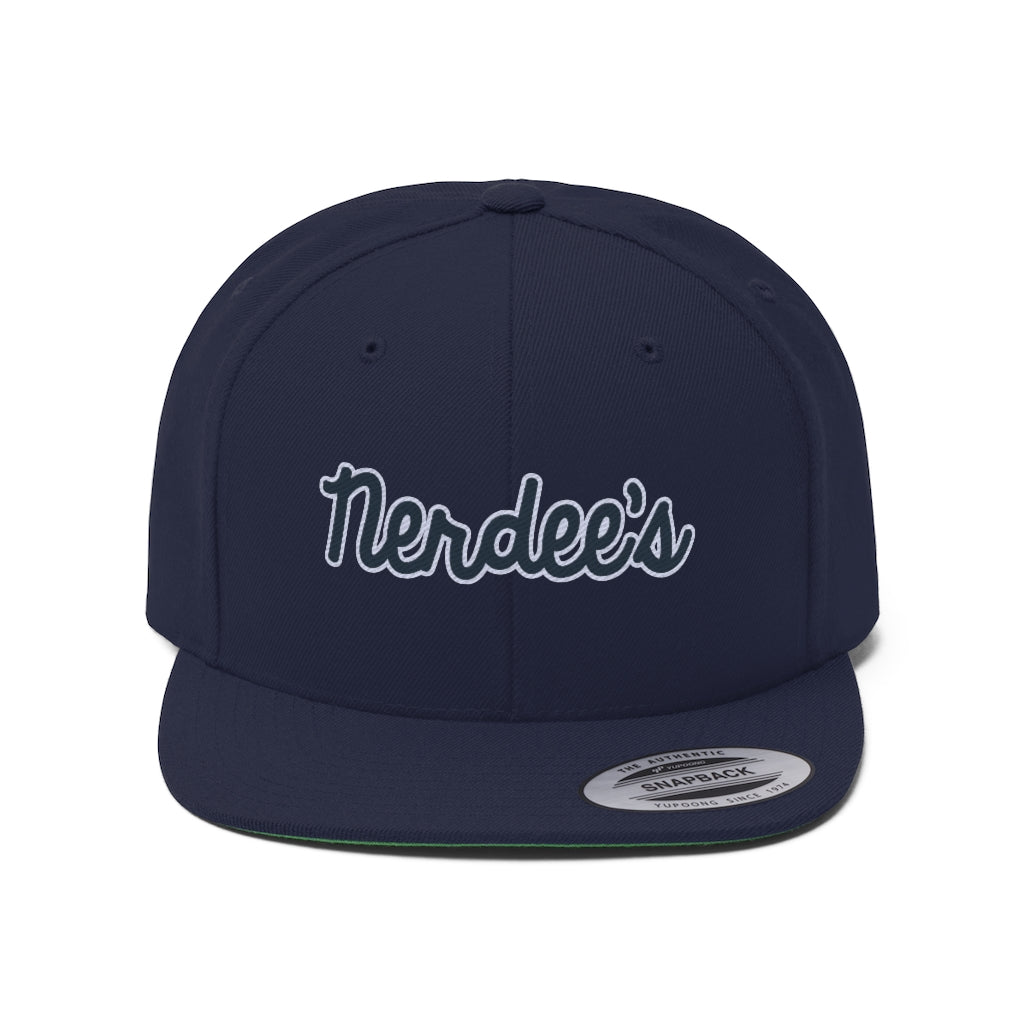 Nerdee's Script Logo (Navy/White) - Unisex Flat Bill Hat