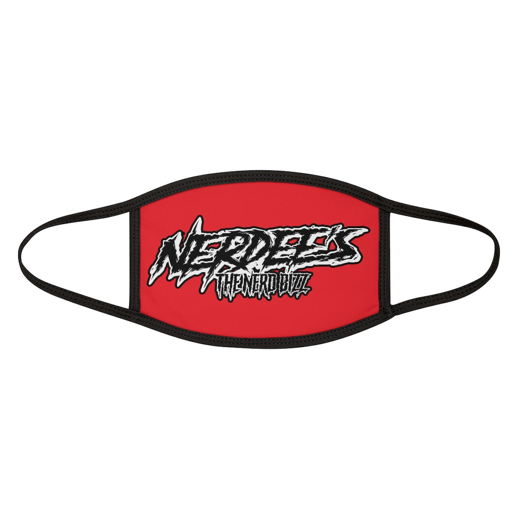 Nerdee's - The Nerd Bizz -  "Scratch" (WHT Design 01) - Mixed-Fabric Face Mask (Adult Large Fit) - Red