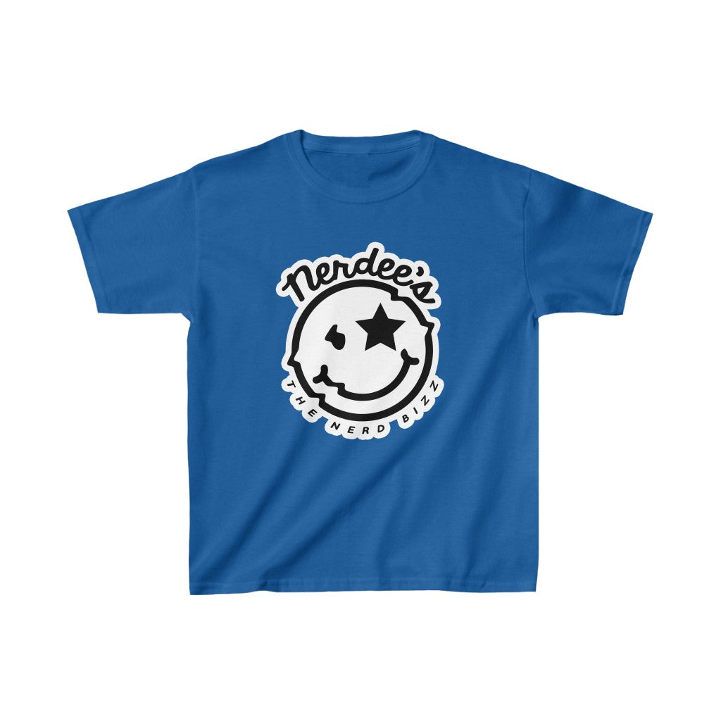 Nerdee's Official Logo "Mr. Smiley" (WHT Design 01) - Kids Heavy Cotton Tee
