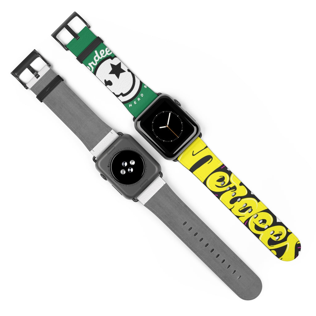 Nerdee's "Yellow Graffiti" Logo Watch Band - (Design 01) Green