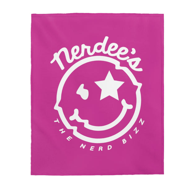Nerdee's Official Logo - Velveteen Plush Blanket - Hot Pink