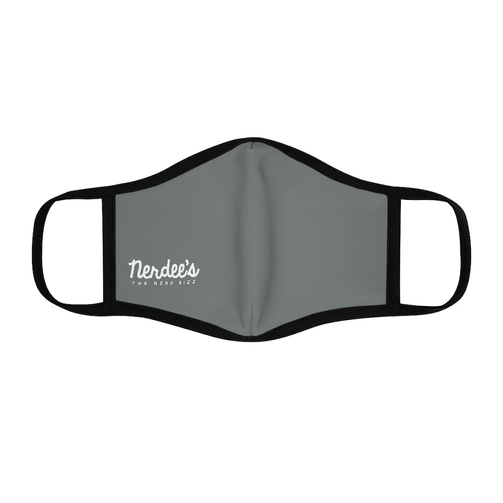 Nerdee's - The Nerd Bizz - Official Script Logo (White) - Fitted Polyester Face Mask - Dark Gray