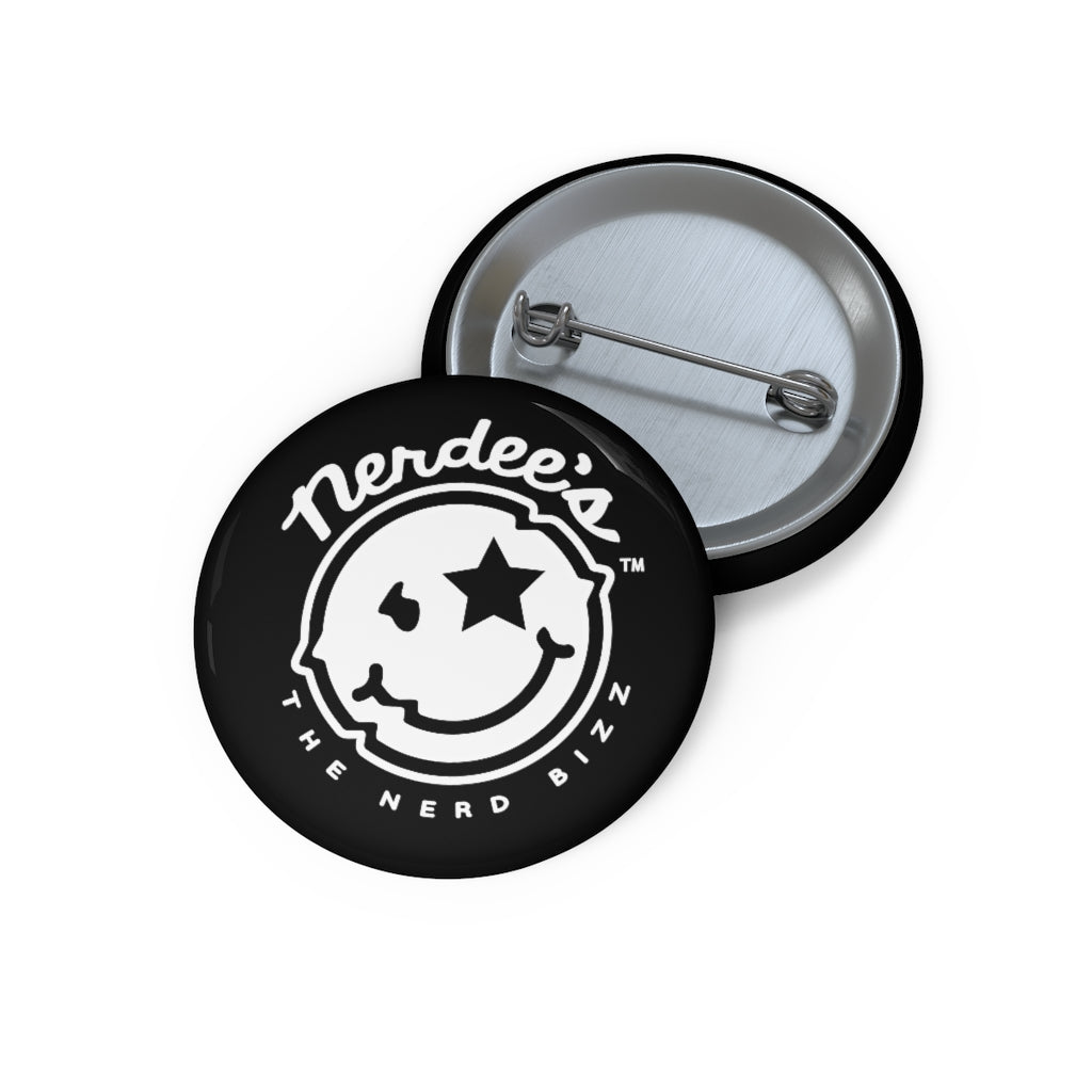 Nerdee's - The Nerd Bizz - Official  logo (Design 02) Collectible Pin Buttons - Black
