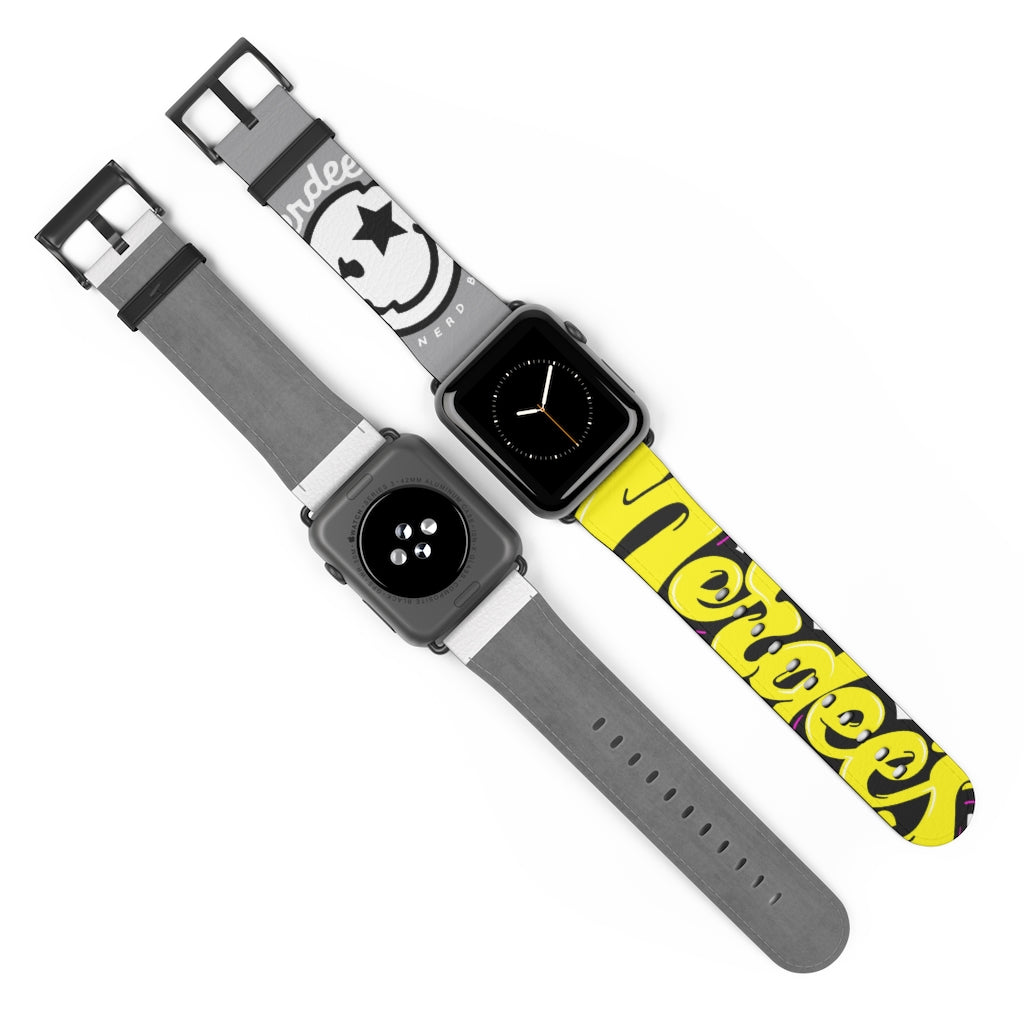 Nerdee's "Yellow Graffiti" Logo Watch Band - (Design 01) Gray