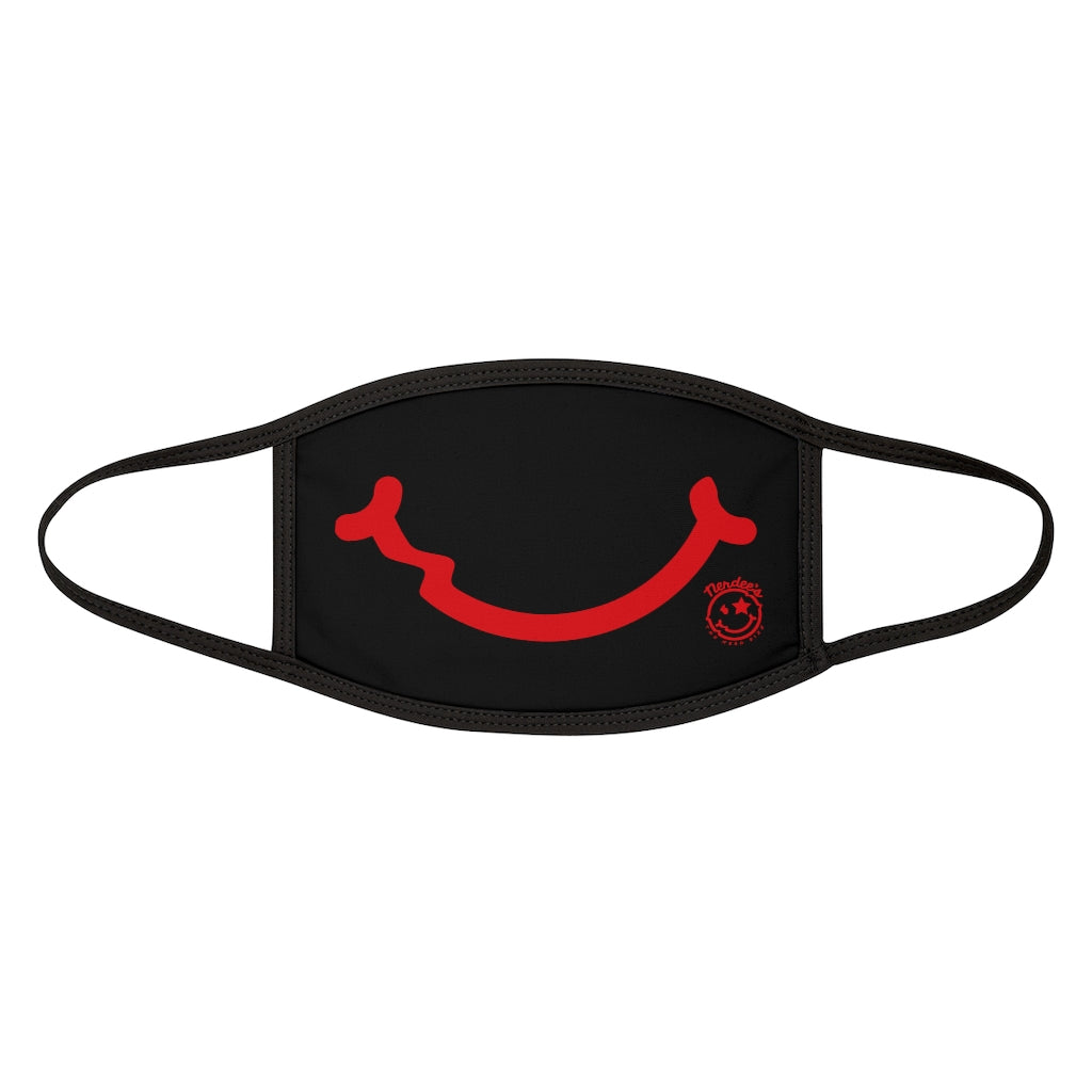 Nerdee's - "Smiley Face" with Logo (RED Design 01) - Mixed-Fabric Face Mask