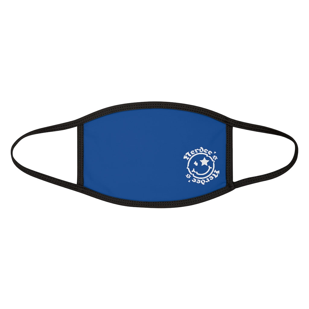 Nerdee's - OE "Mr. Smiley" Logo (WHT Design 01) - Mixed-Fabric Face Mask - Blue