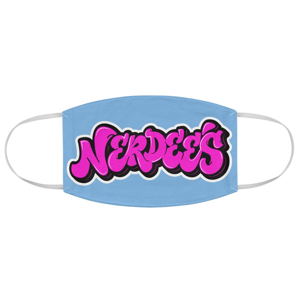 Nerdee's Original Pink Graffiti Logo Fabric Face Mask - LT Blue