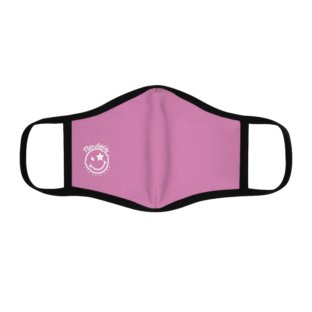 Nerdee's - The Nerd Bizz - Official Logo (White) - Fitted Polyester Face Mask - Pink