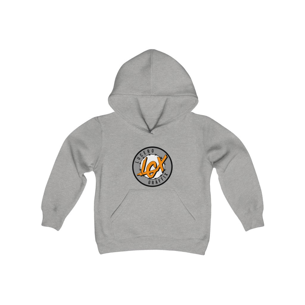 LGX GRY/ORG Logo - Youth Heavy Blend Hooded Sweatshirt