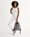 Checkerboard Canvas Drawstring Bag